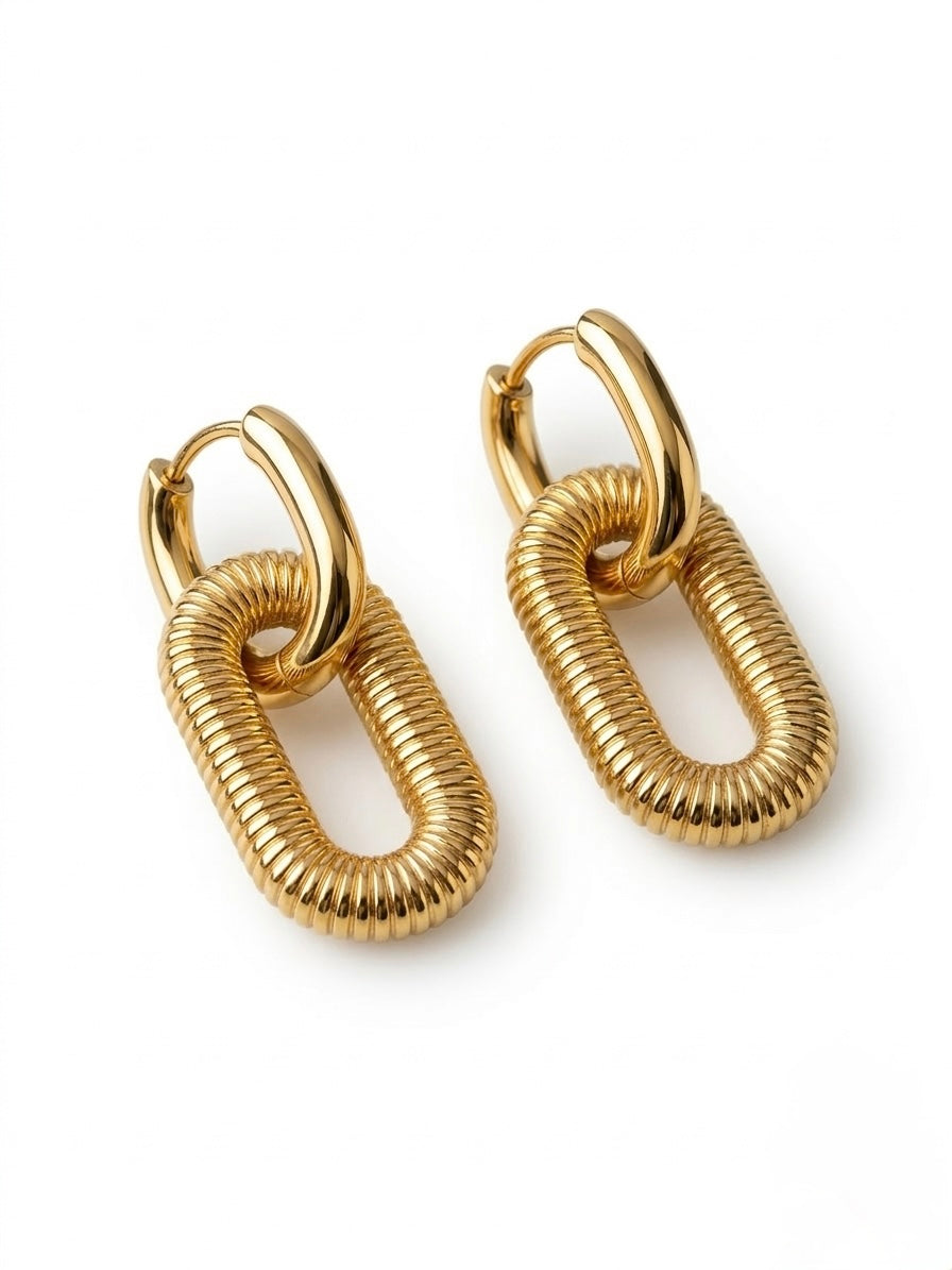 Aretes eslabón dorados