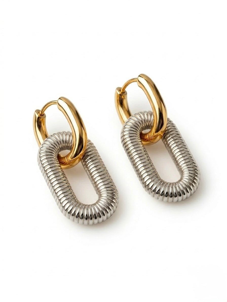 Aretes eslabón bicolor