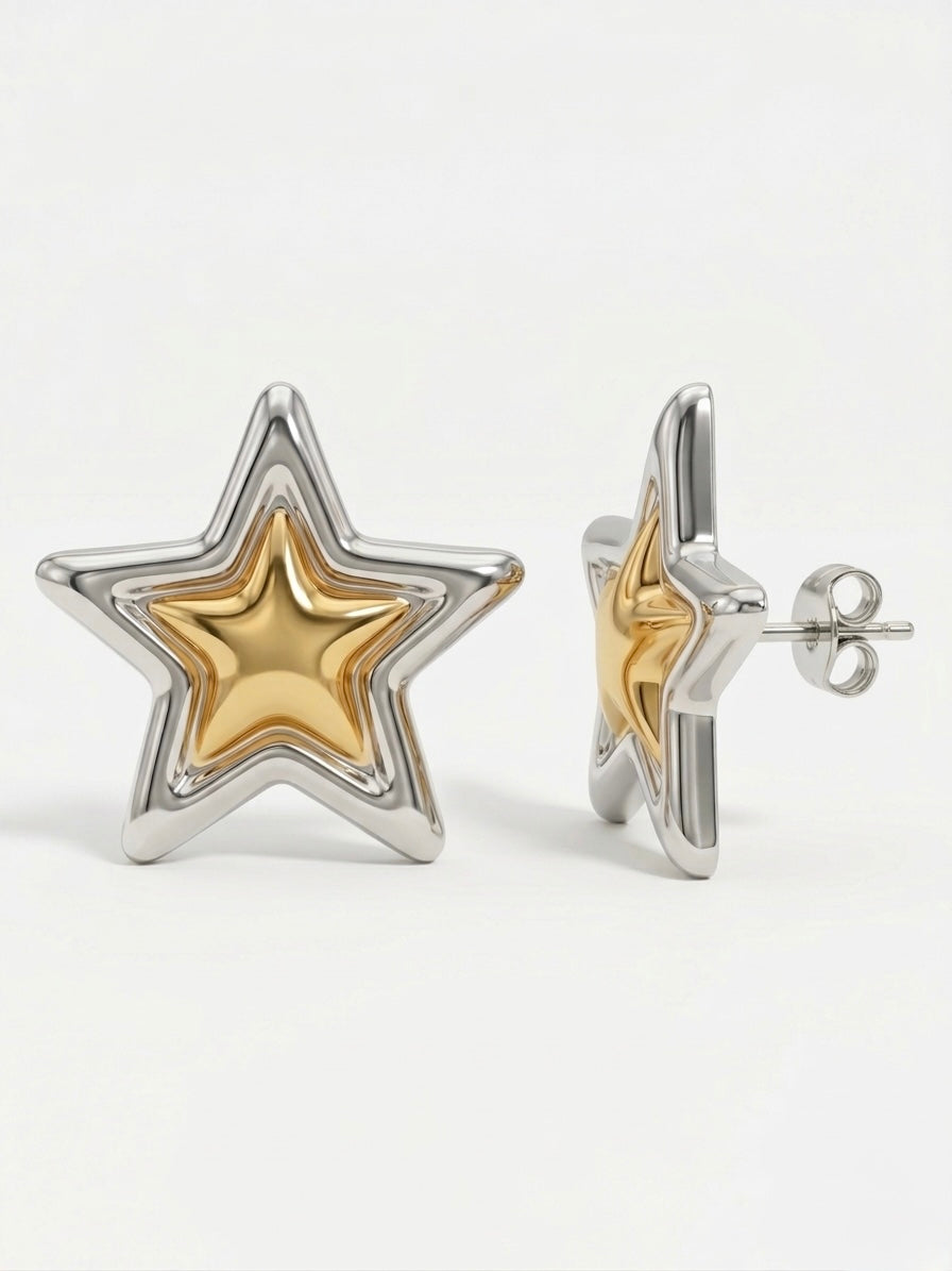 Aretes de estrella bicolor ⭐️