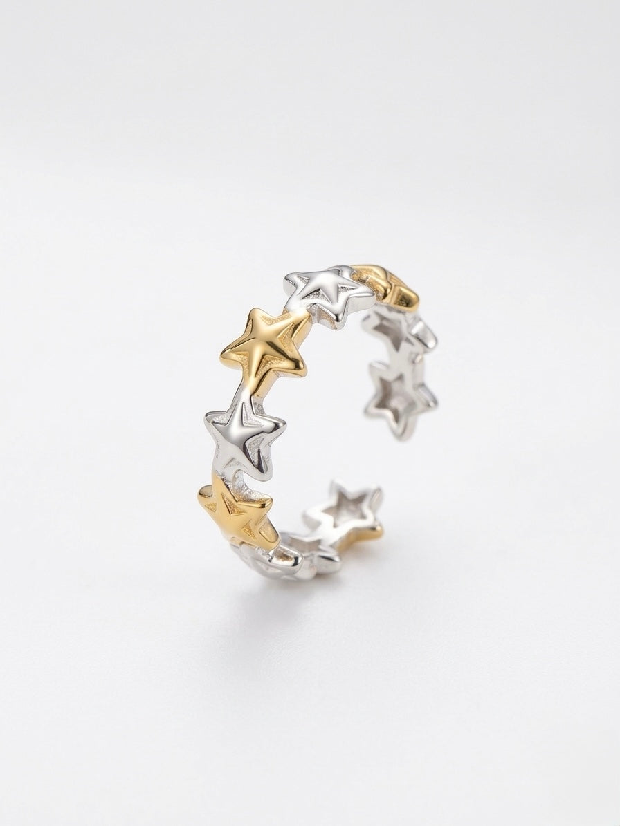 Anillo estrellas bicolor